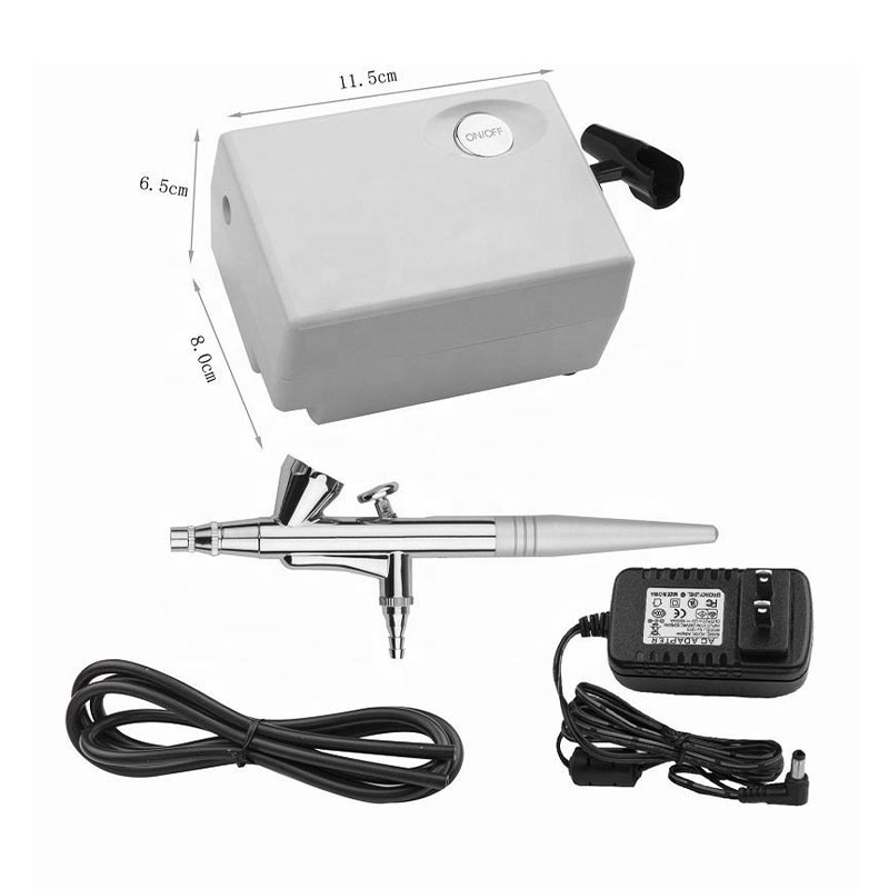 Pistola de aerógrafo compacta com mini compressor para decoração de bolos, bronzeamento, arte de unhas, maquiagem e modelagem
